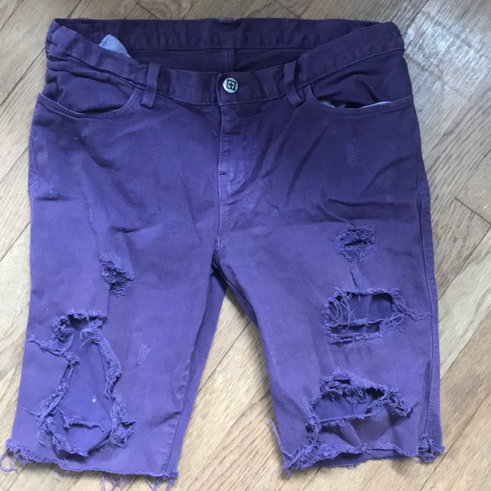 Zanerobe purple denim shorts